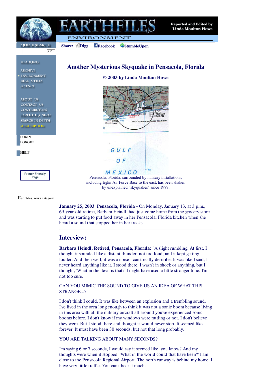 01 25 2003 Another Mysterious Skyquake in Pensacola, Florida cover