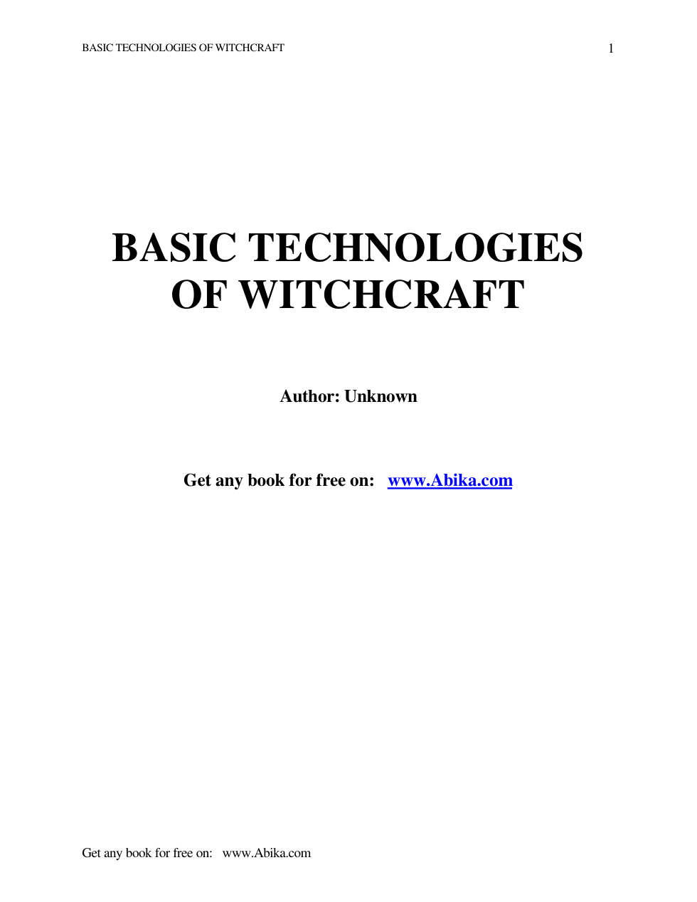 Basic Technologies Of Witchcraft cover