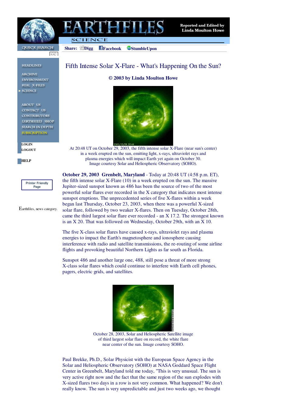 10 29 2003 Fifth Intense Solar X-Flare - What's Happening On the Sun cover