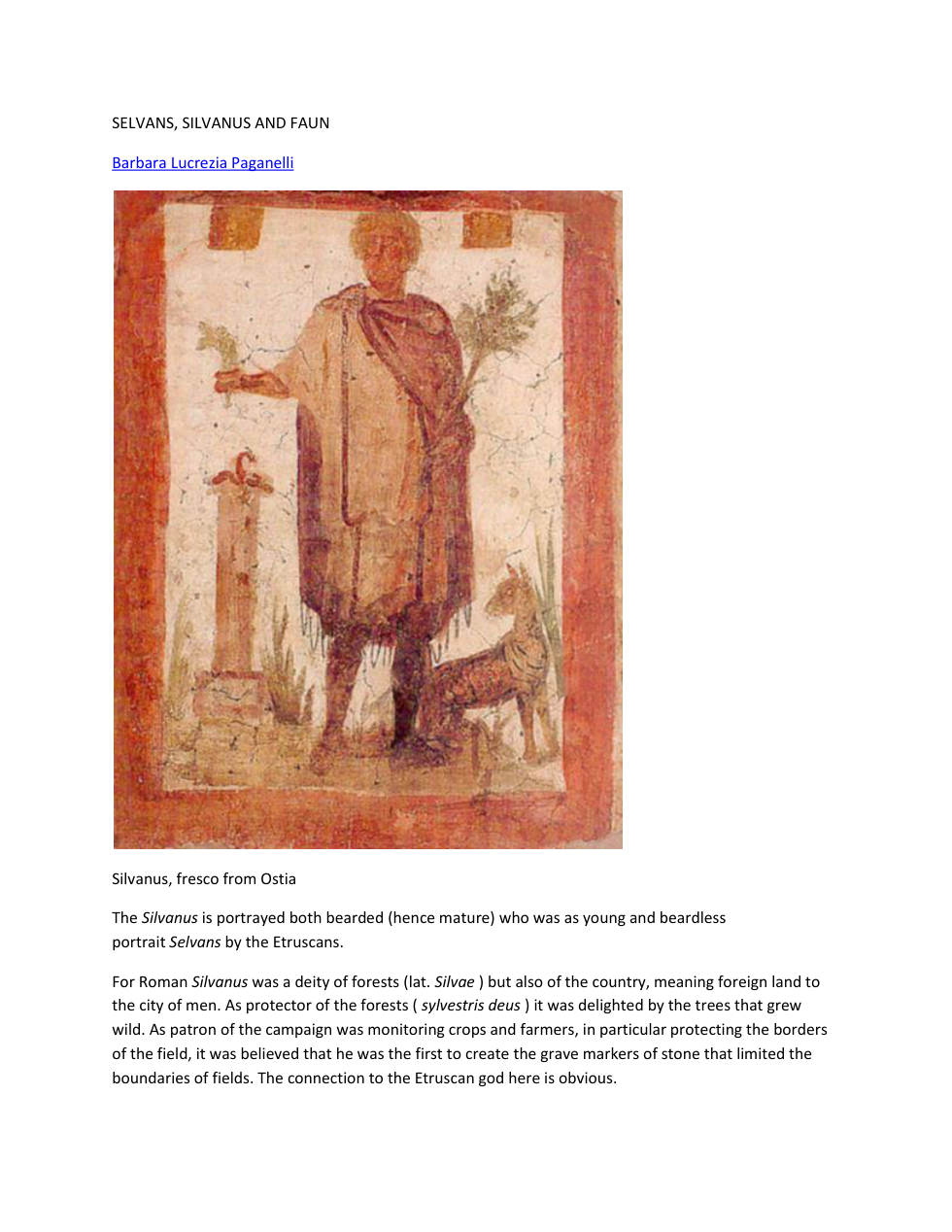 SELVANS SILVANUS AND FAUN cover
