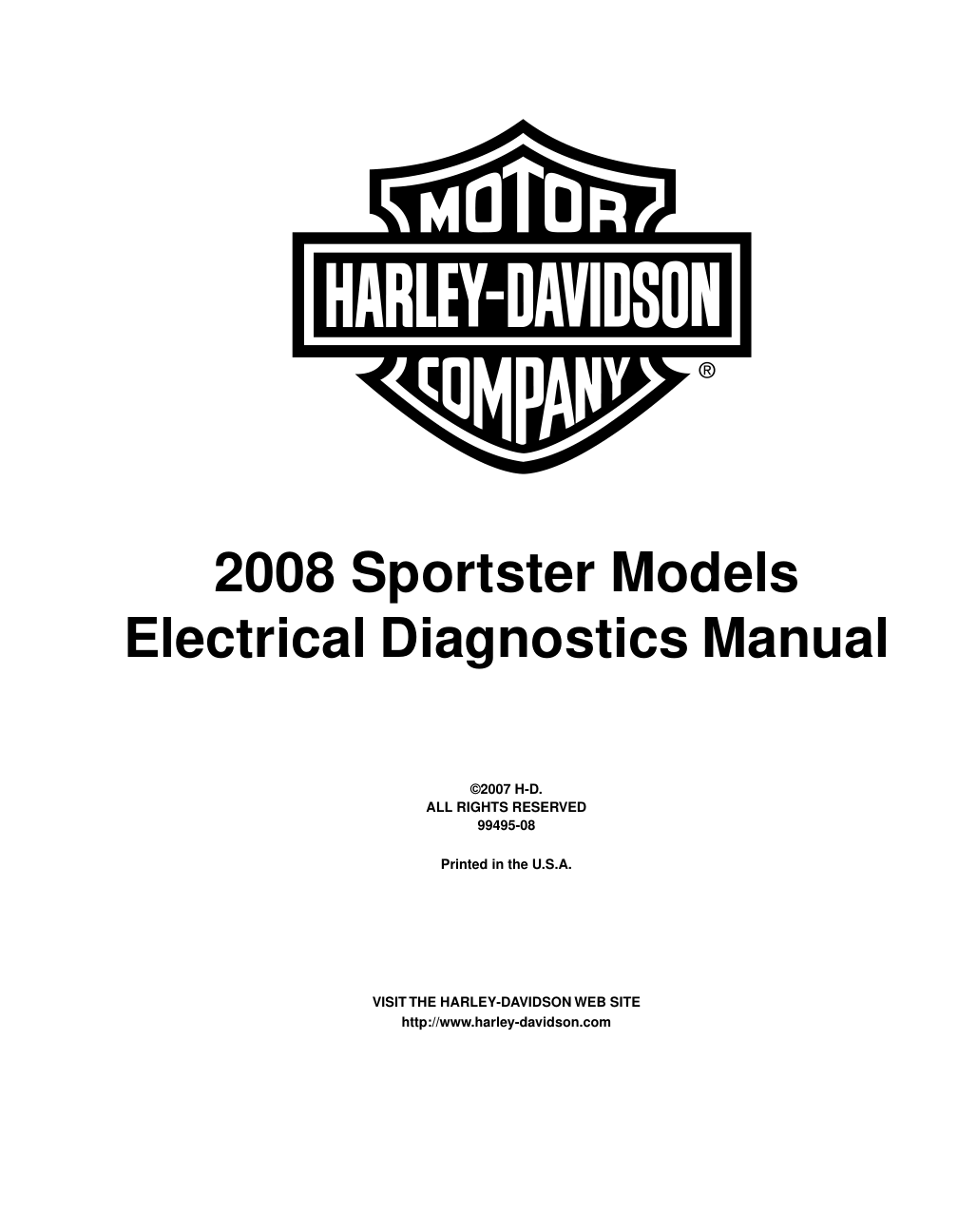 2008 HARLEY DAVIDSON-SPORTSTER MODELS-(2008)-ELECTRICAL DIAGNOSTICS MANUAL-(99495-08)-ENG cover