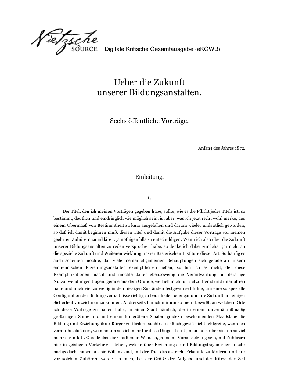 Über die Zukunft unserer Bildungsanstalten cover