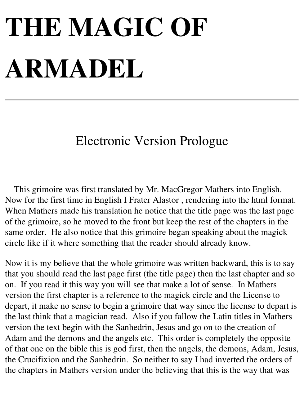 Grimoire Of Armadel cover