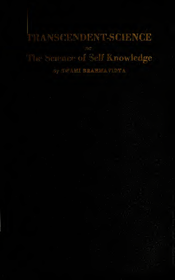Transcendent Science - Swami Brahmavidya (1922) cover