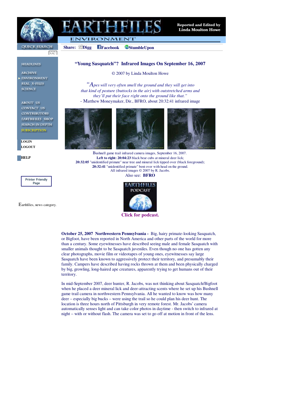 10 25 2007 Young Sasquatch Infrared Images On September 16, 2007 cover