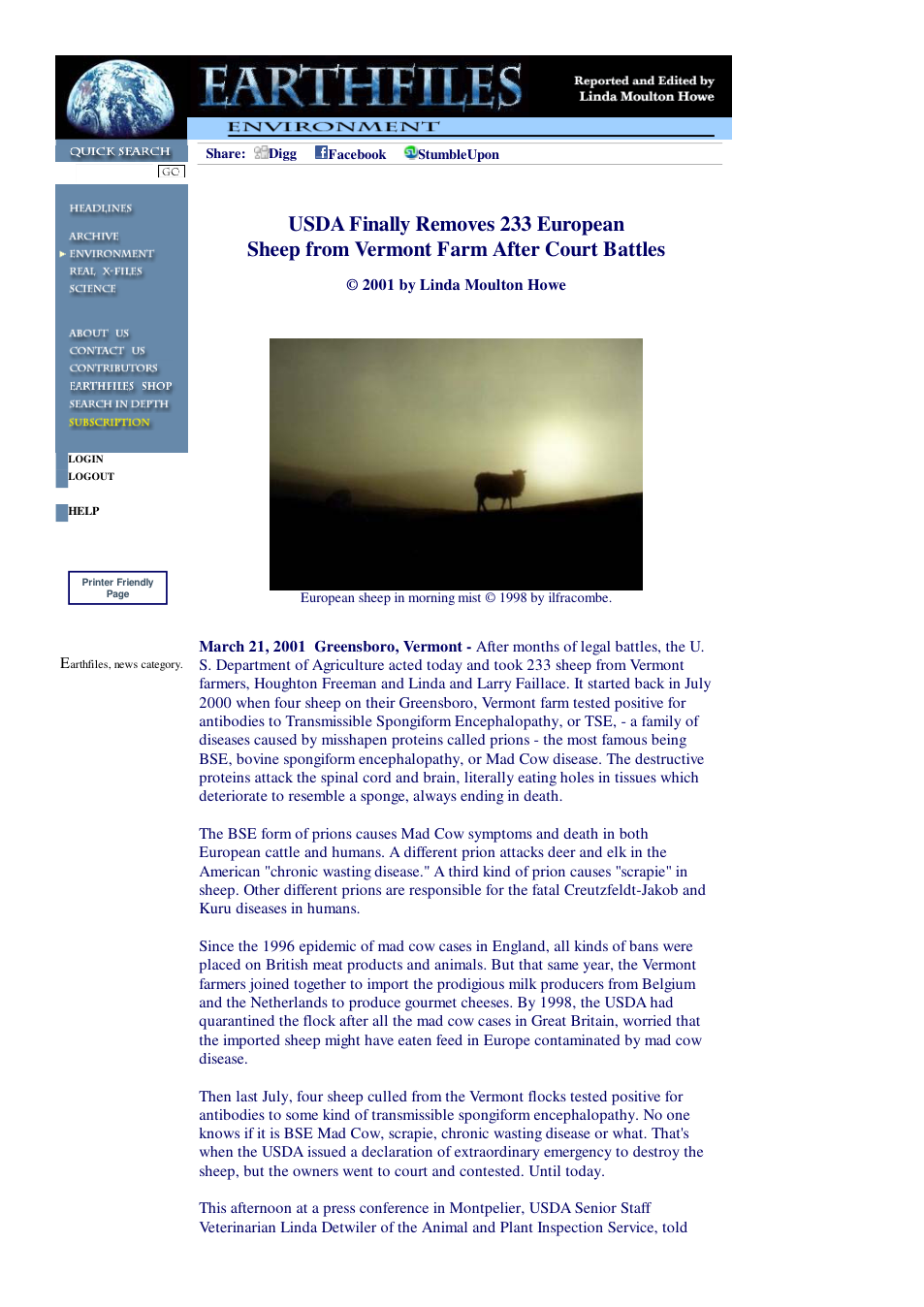 03 21 2001 USDA Finally Removes 233 European Sheep from Vermont Farm After Court Battles cover