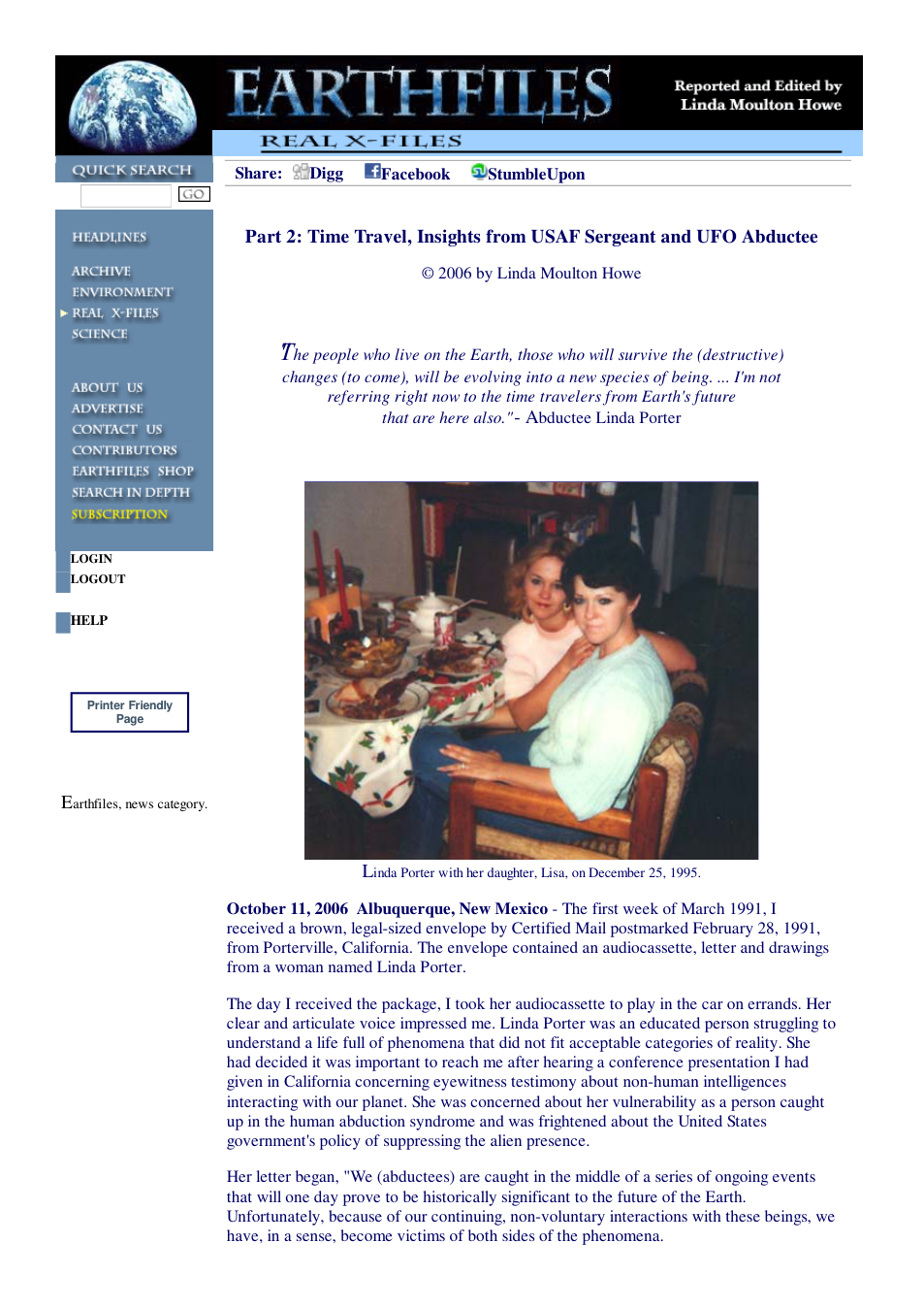 10 11 2006 Part 2 Time Travel, Insights from USAF Sergeant and UFO Abductee cover