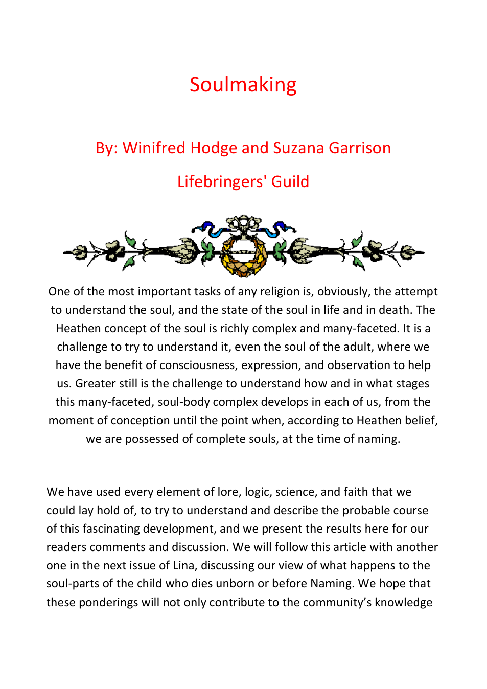 Winifred Hodge and Suzana Garrison - Soulmaking cover