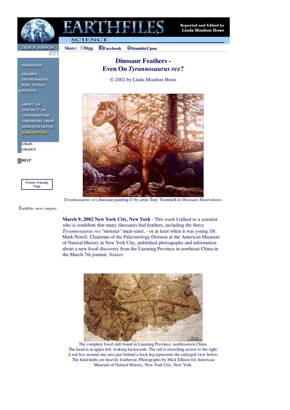 03 09 2002 Dinosaur Feathers - Even On Tyrannosaurus rex cover