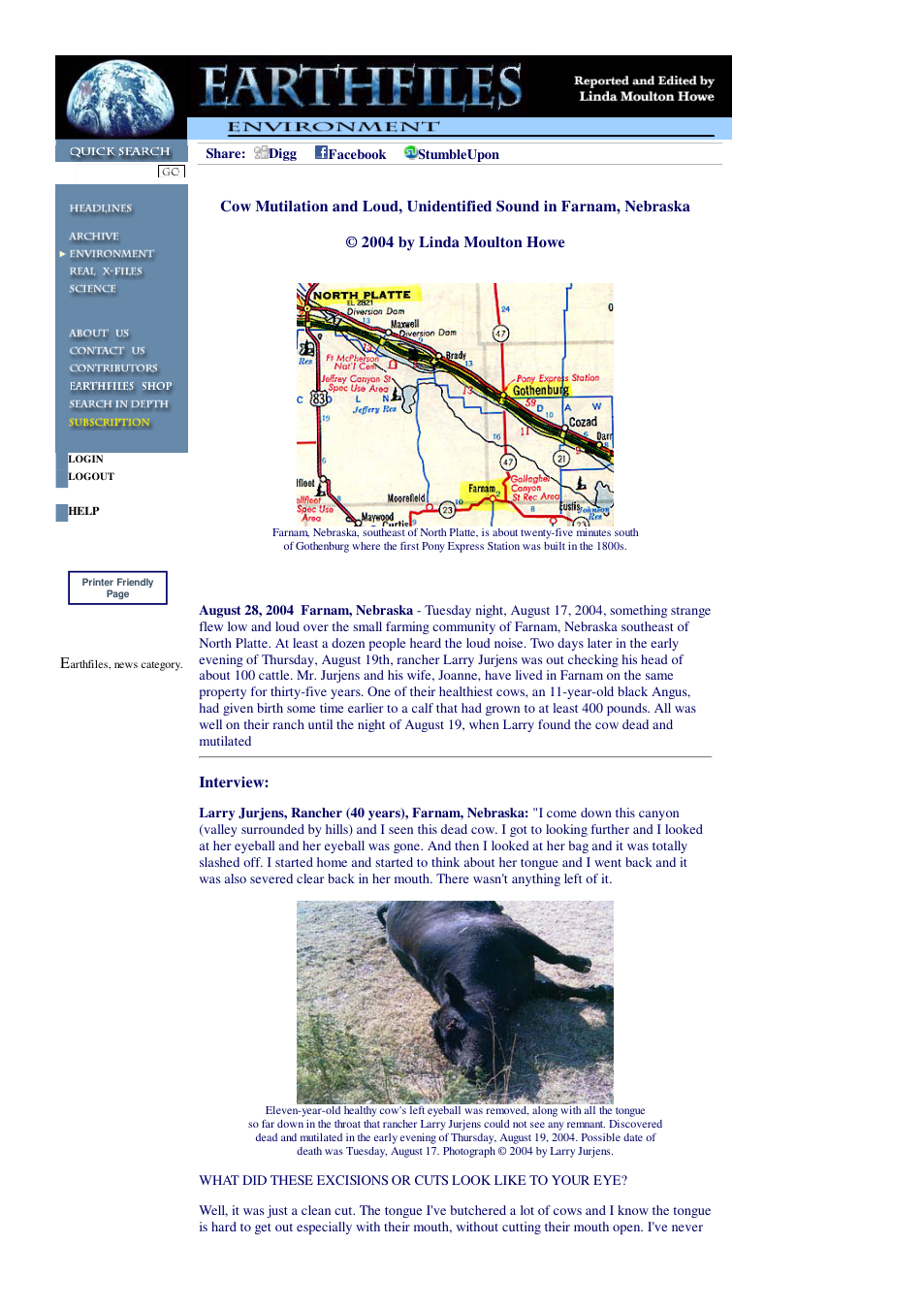 08 28 2004 Cow Mutilation and Loud, Unidentified Sound in Farnam, Nebraska cover