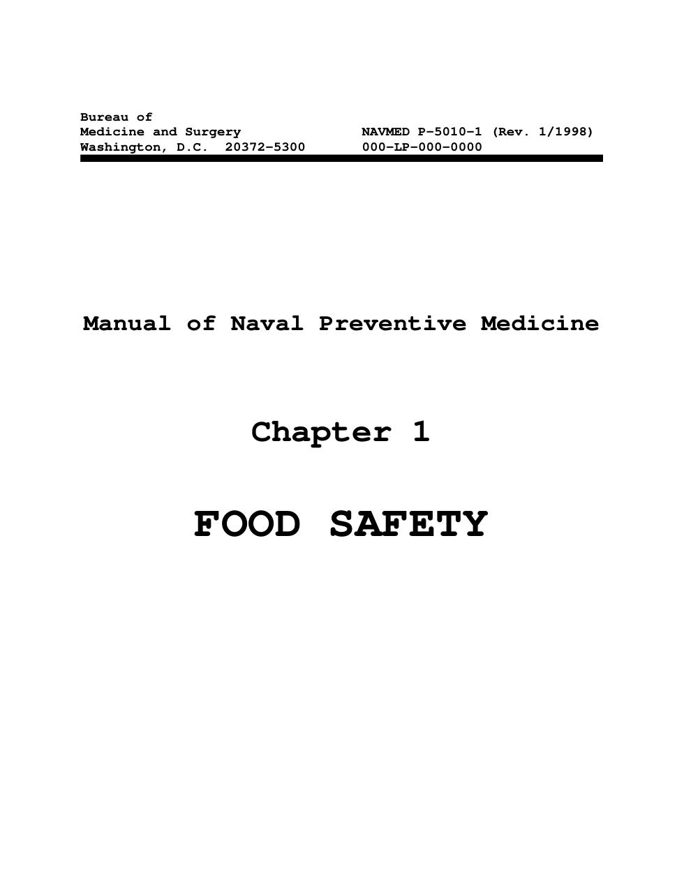 NAVY Food Safety 1998 161 pages cover