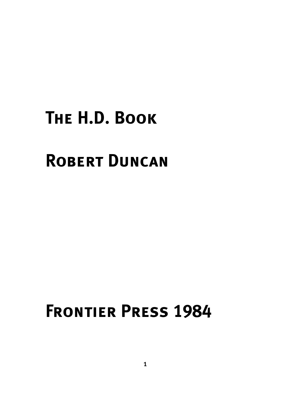 Robert Duncan The H.D. Book 1984 cover