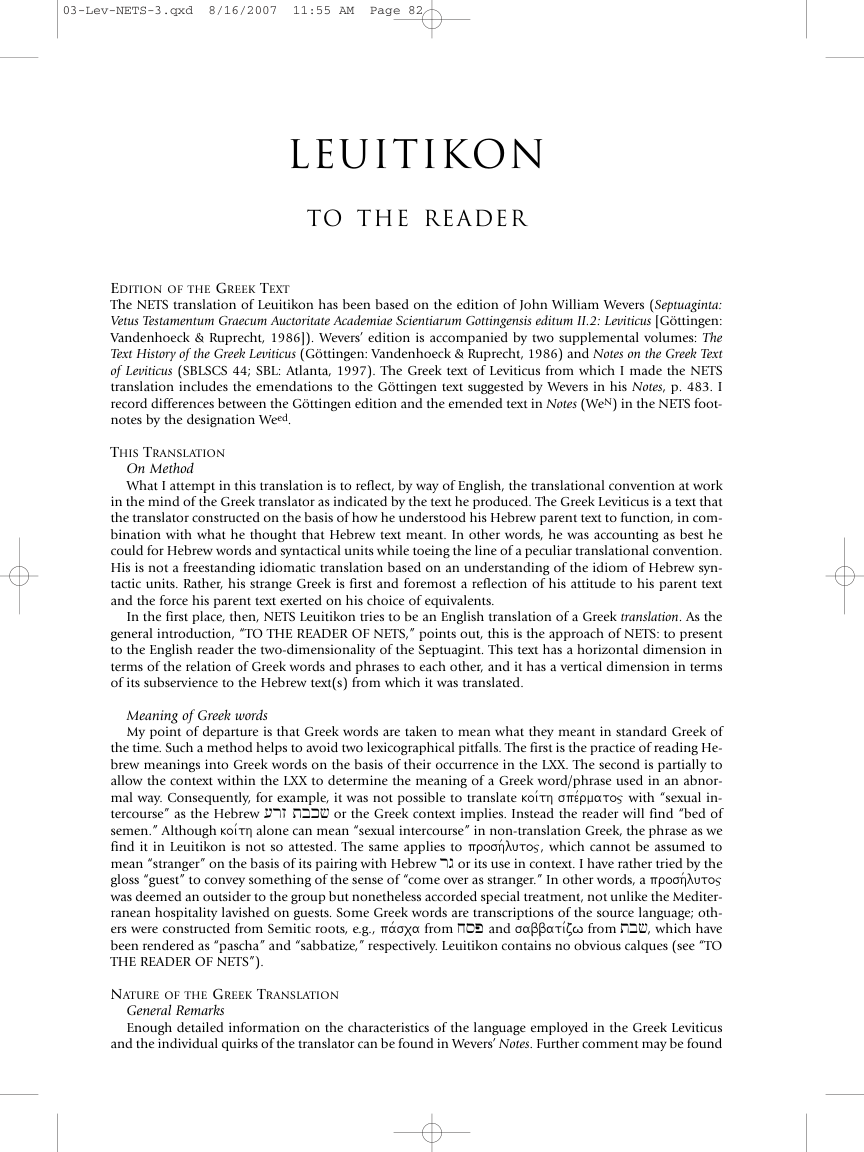 03 Leuitikon, tr. Dirk L. Büchner cover