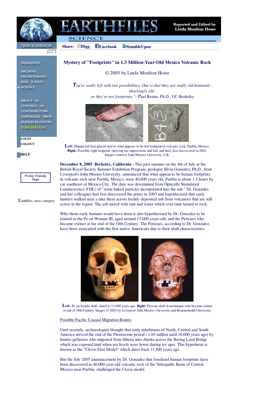 12 09 2005 Mystery of Footprints in 1.3 Million-Year-Old Mexico Volcanic Rock cover