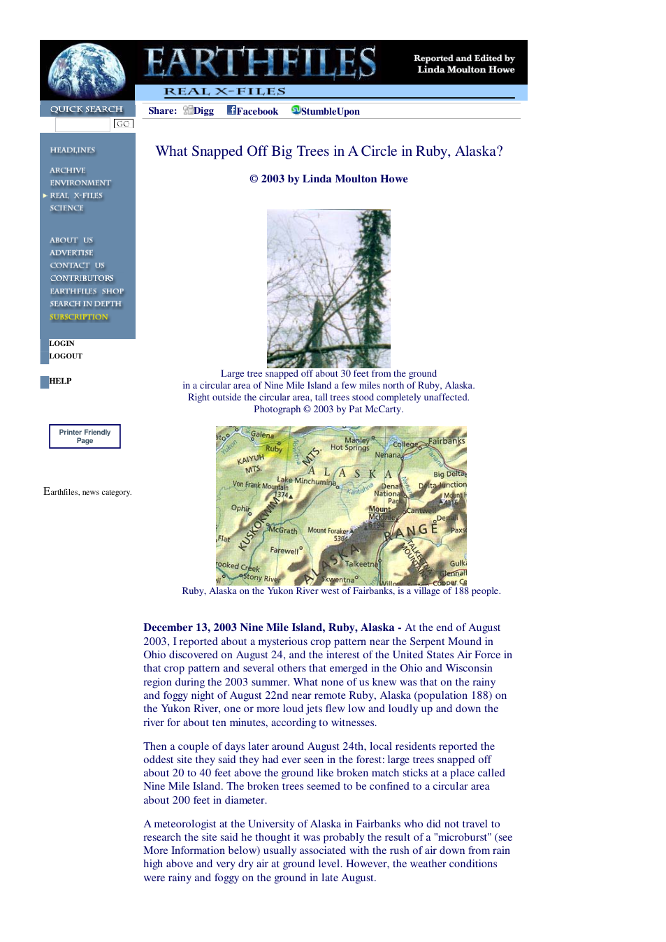 12 13 2003 What Snapped Off Big Trees in A Circle in Ruby, Alaska cover