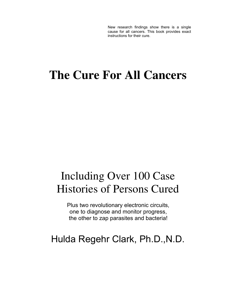 Cure For All Cancers - Hulda Regehr Clark cover