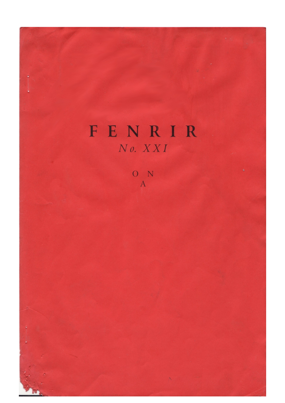 Order of Nine Angles - Fenrir (Journal of Satanism and the Sinister) No. XXI cover