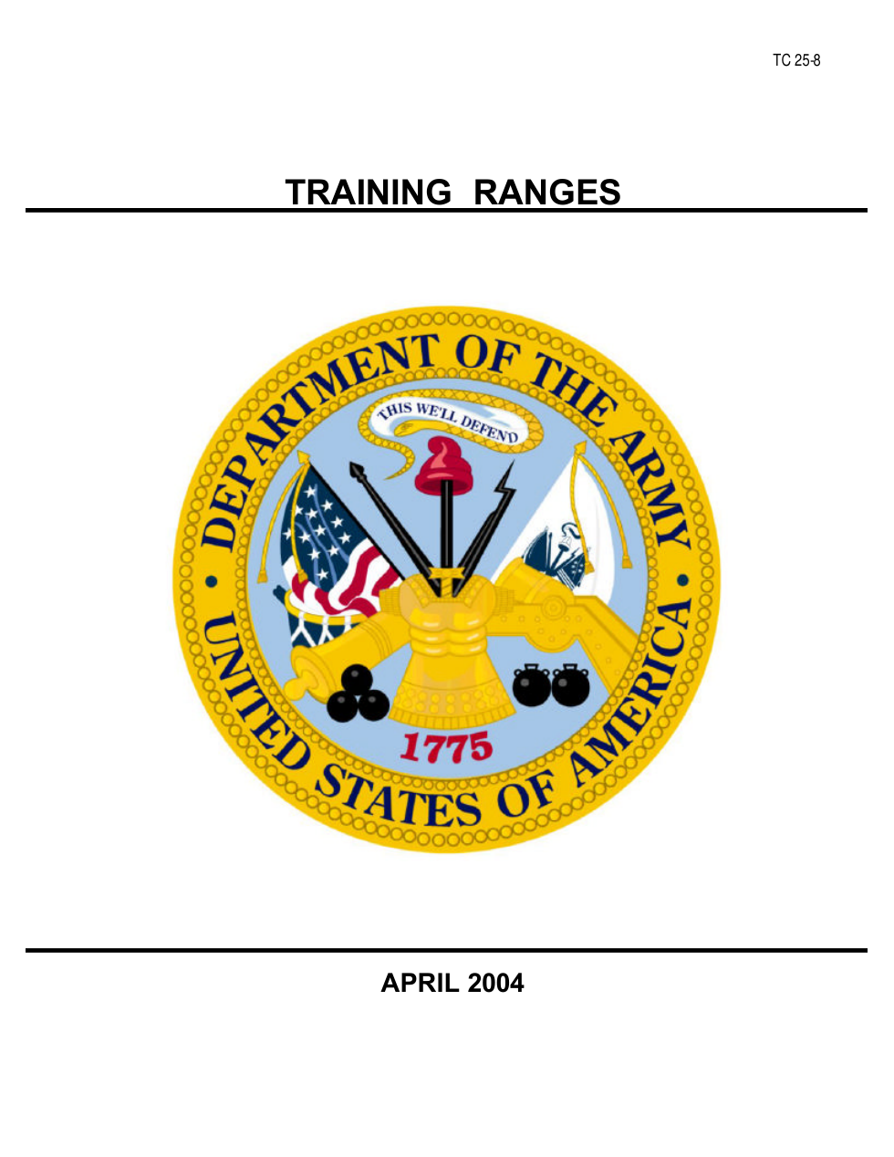 TC 25-8 Training Ranges cover