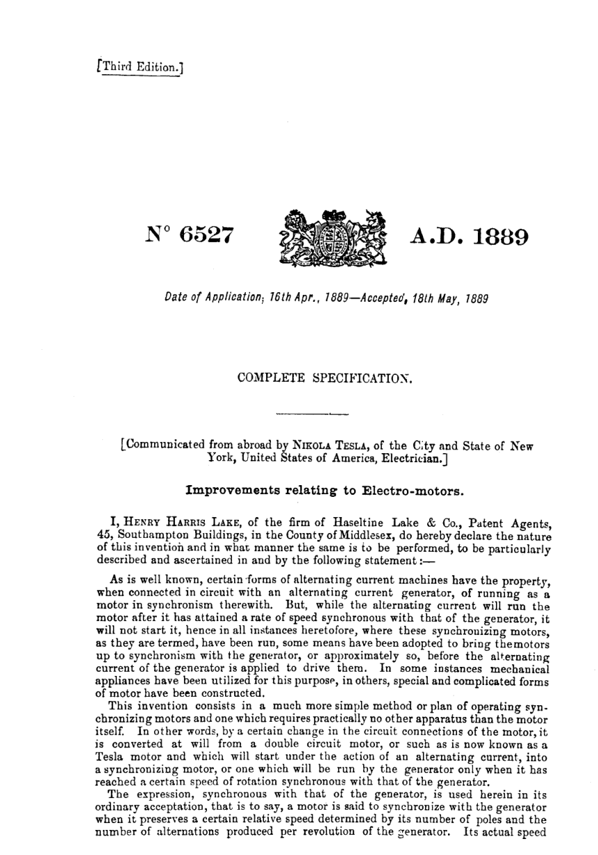 Tesla Patents - B6527 cover