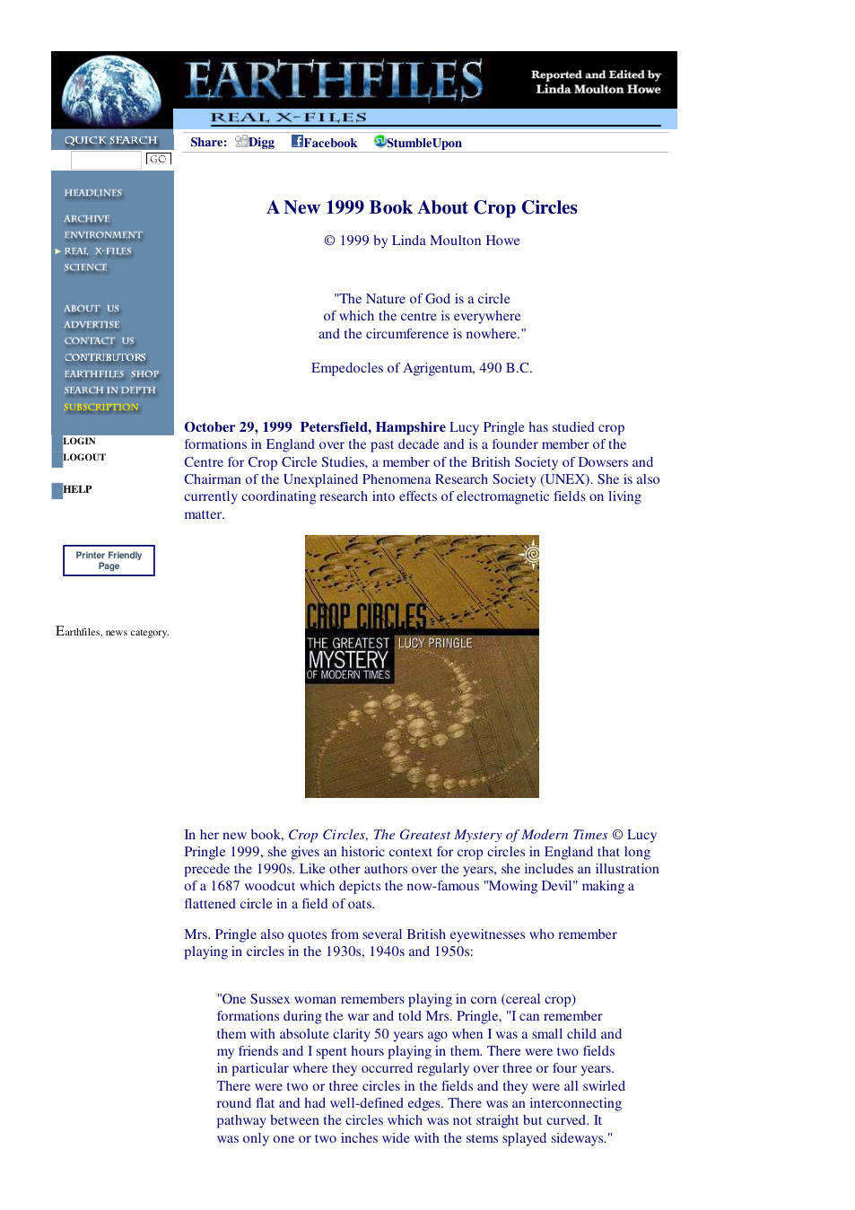 10 29 1999 A New Book About Crop Circles cover