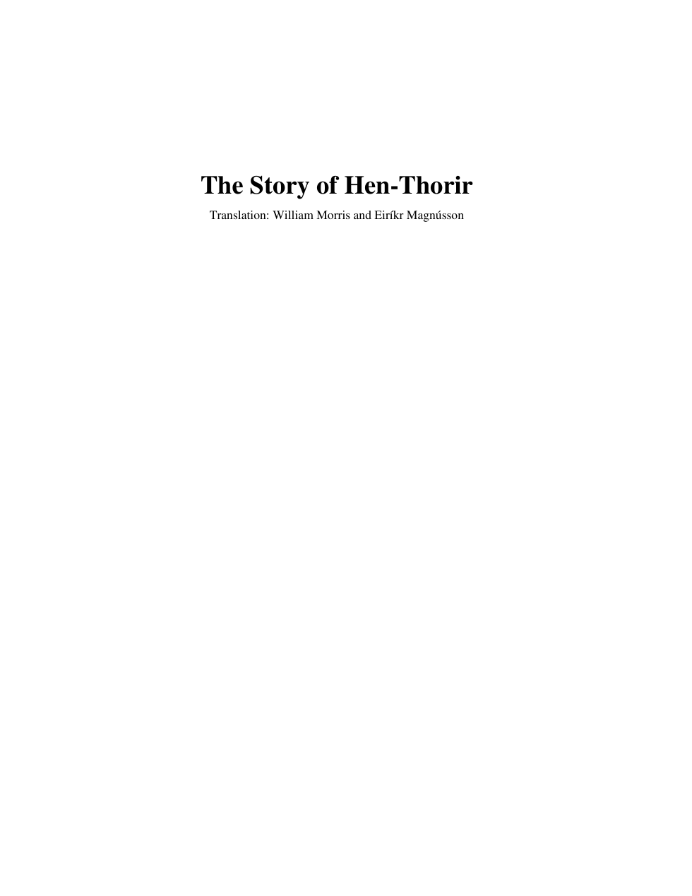The Story of Hen-Thorir cover