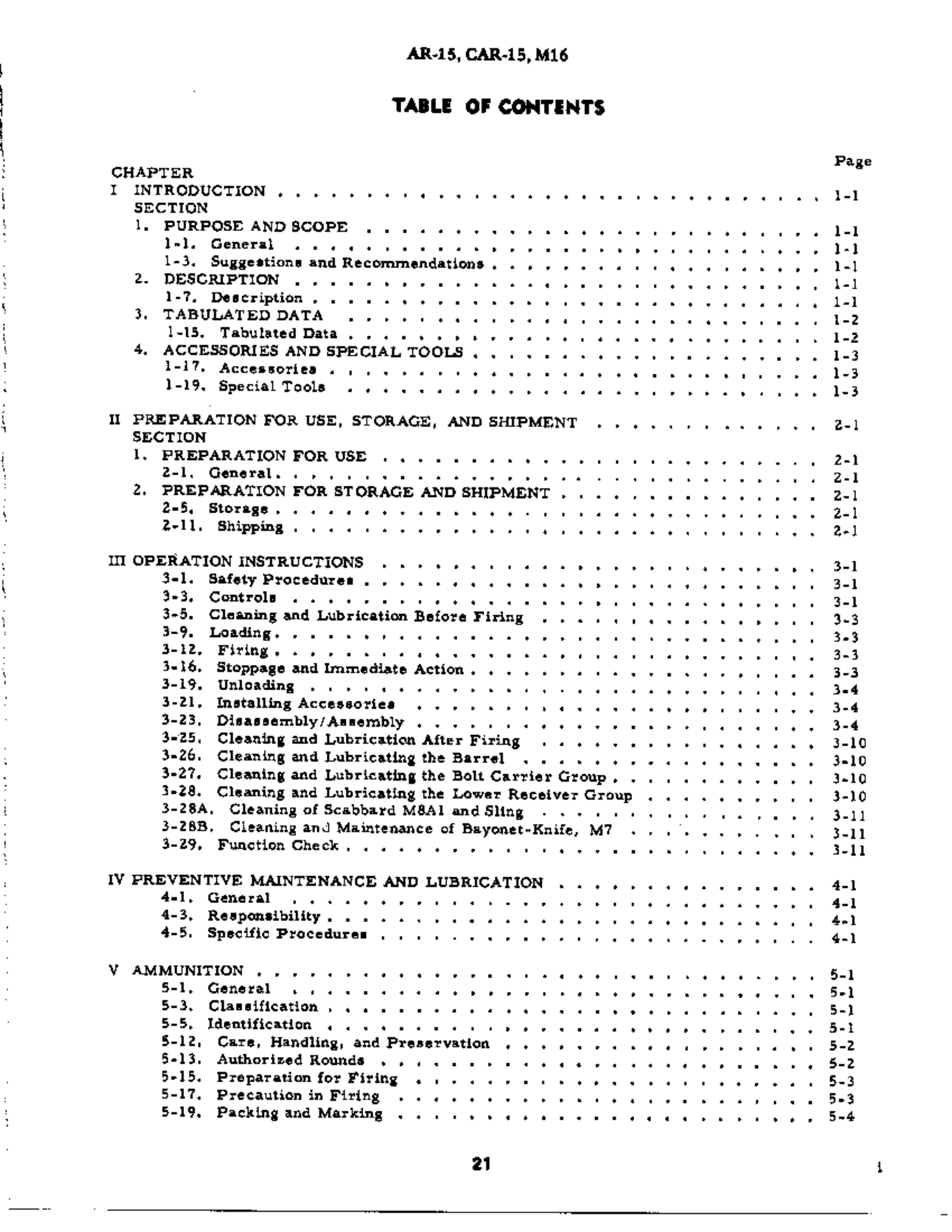 ARMY AR15, Car15, M16 Rifle Manual 121 pages cover