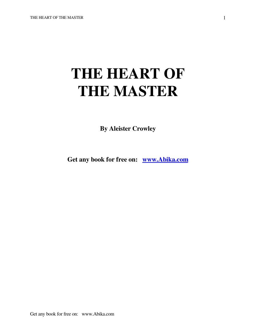 Aleister Crowley - The Heart Of The Master cover