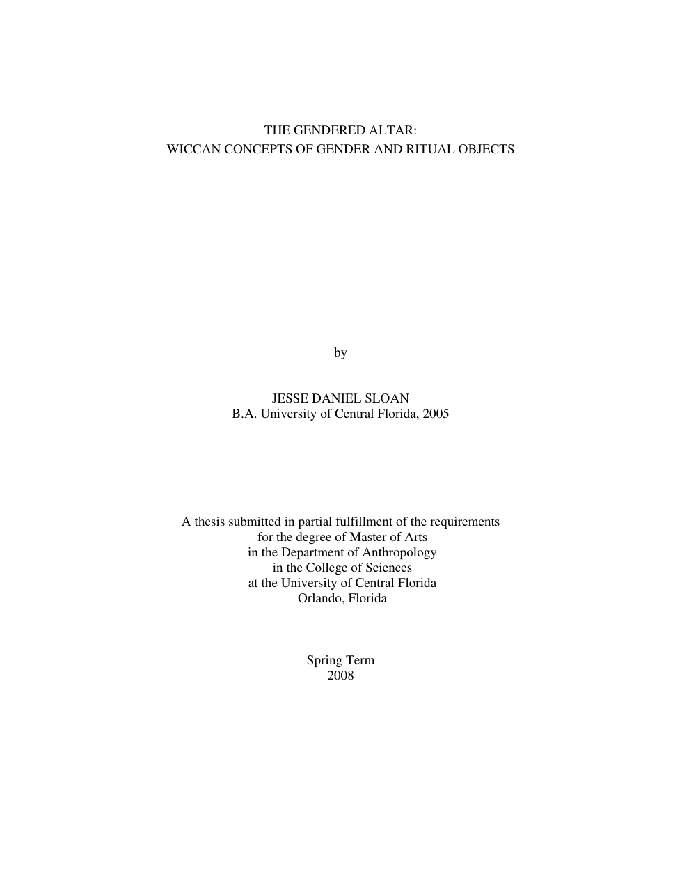 Jesse Daniel Sloan - Gendered Alter Wiccan Concepts Of Gender And Ritual Objects cover