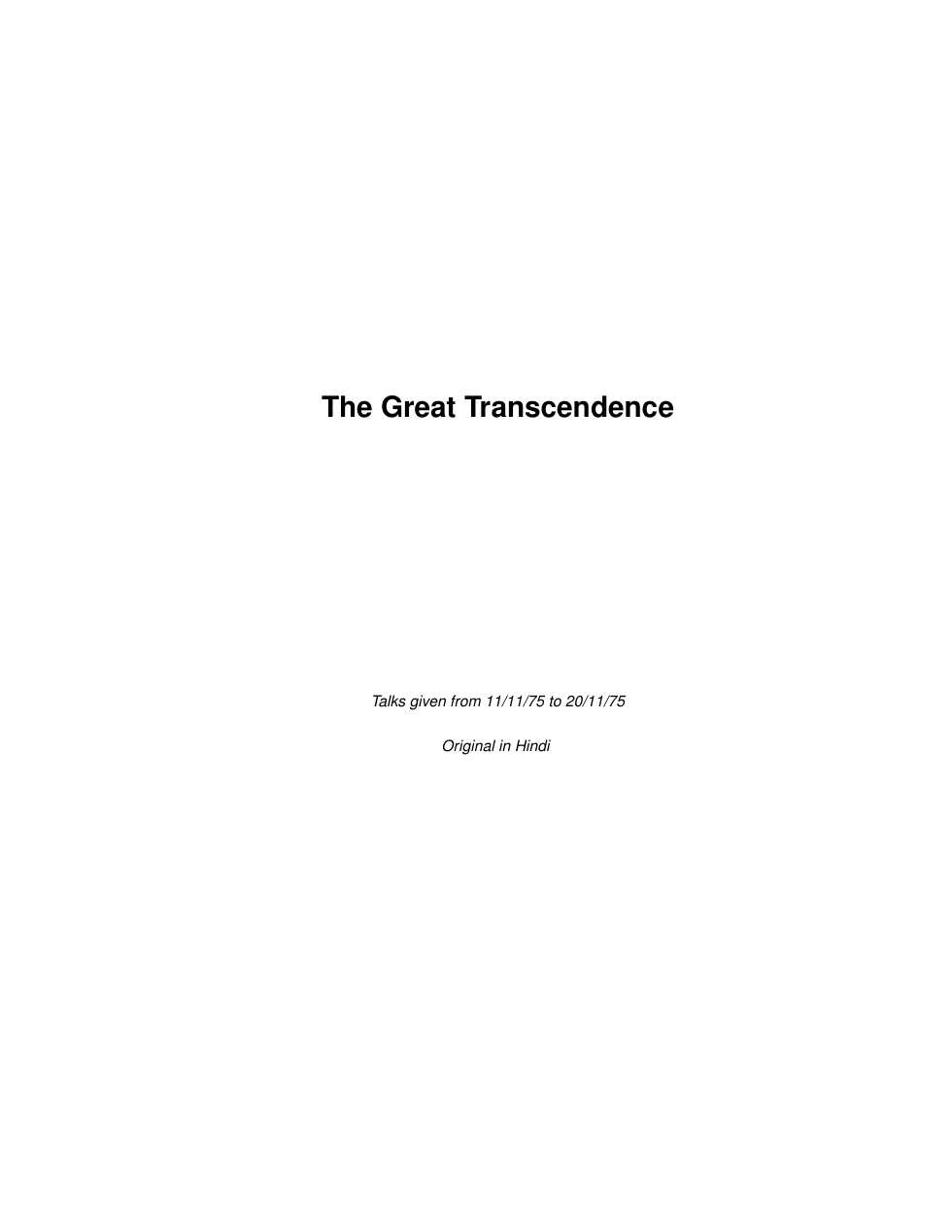 The Great Transcendence cover