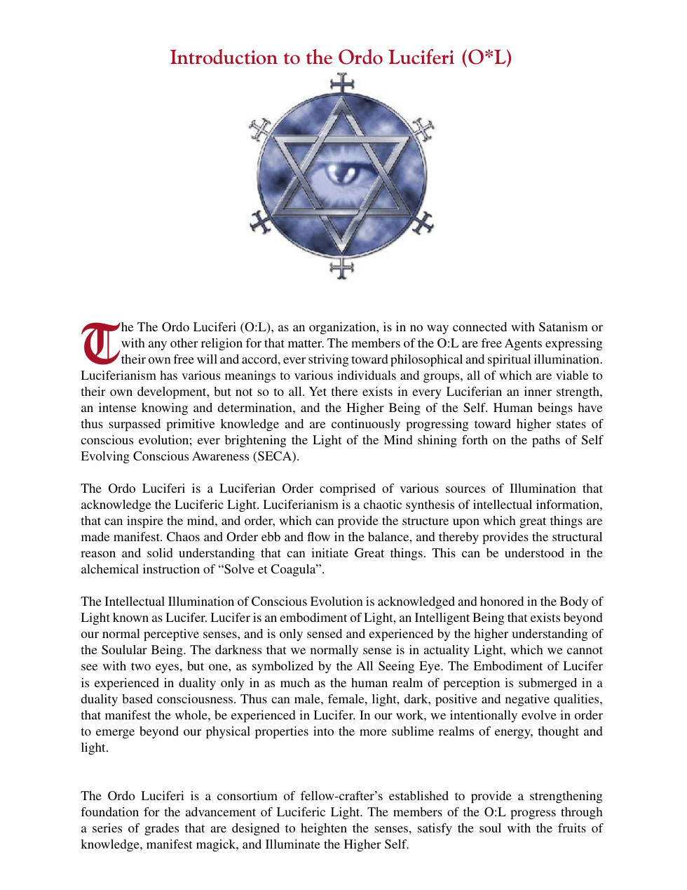Introduction to the Ordo Luciferi cover