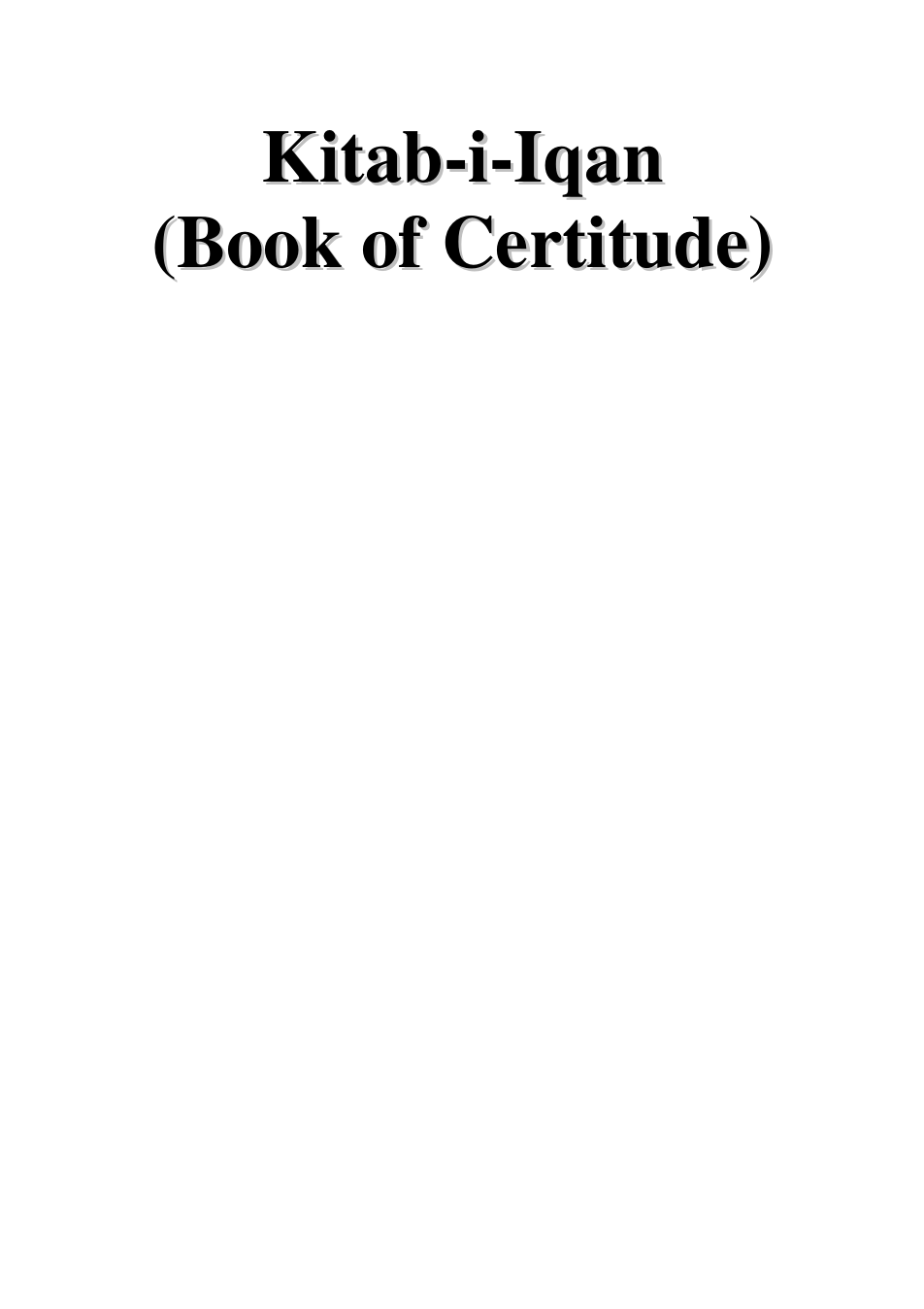 Kitab-i-Iqan (Book of Certitude) cover