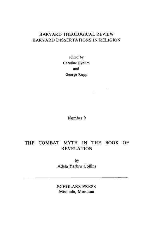 Adela Yarbro Collins - The Combat Myth in the Book of Revelation cover