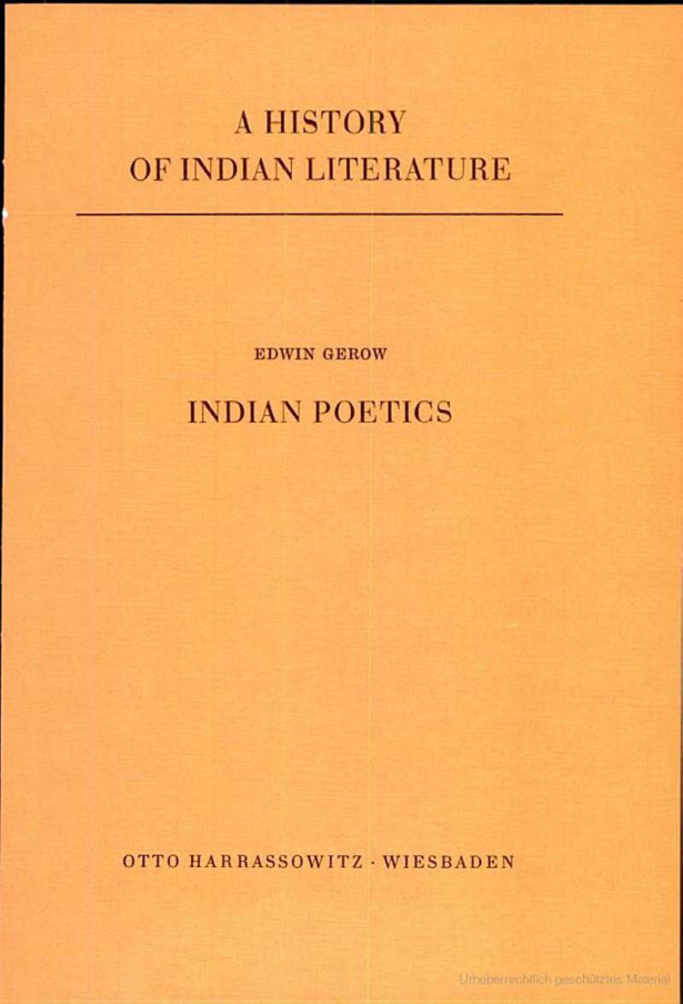 A History of Indian Literature. Vol. V. Fasc.3 Indian Poetics cover