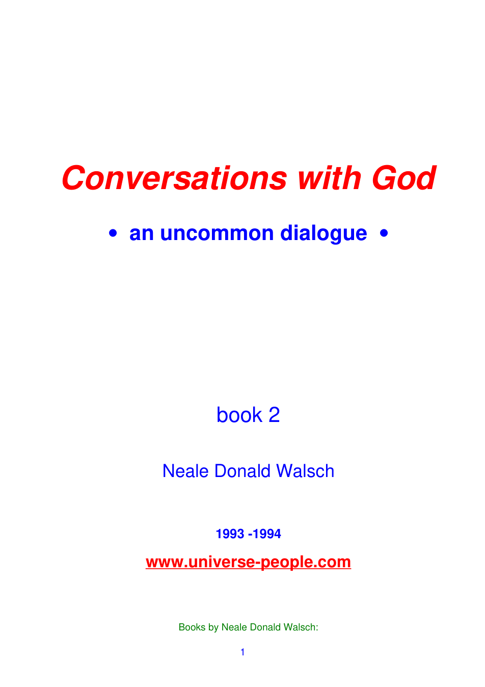 Neale Donald Walsch - Conversations With God - Volume 2 cover