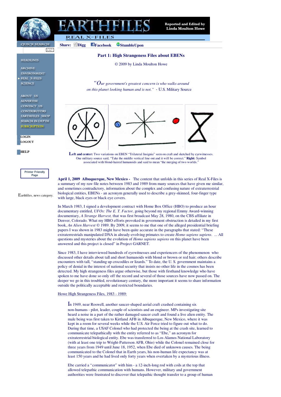 04 01 2009 Part 1 High Strangeness Files about EBENs cover