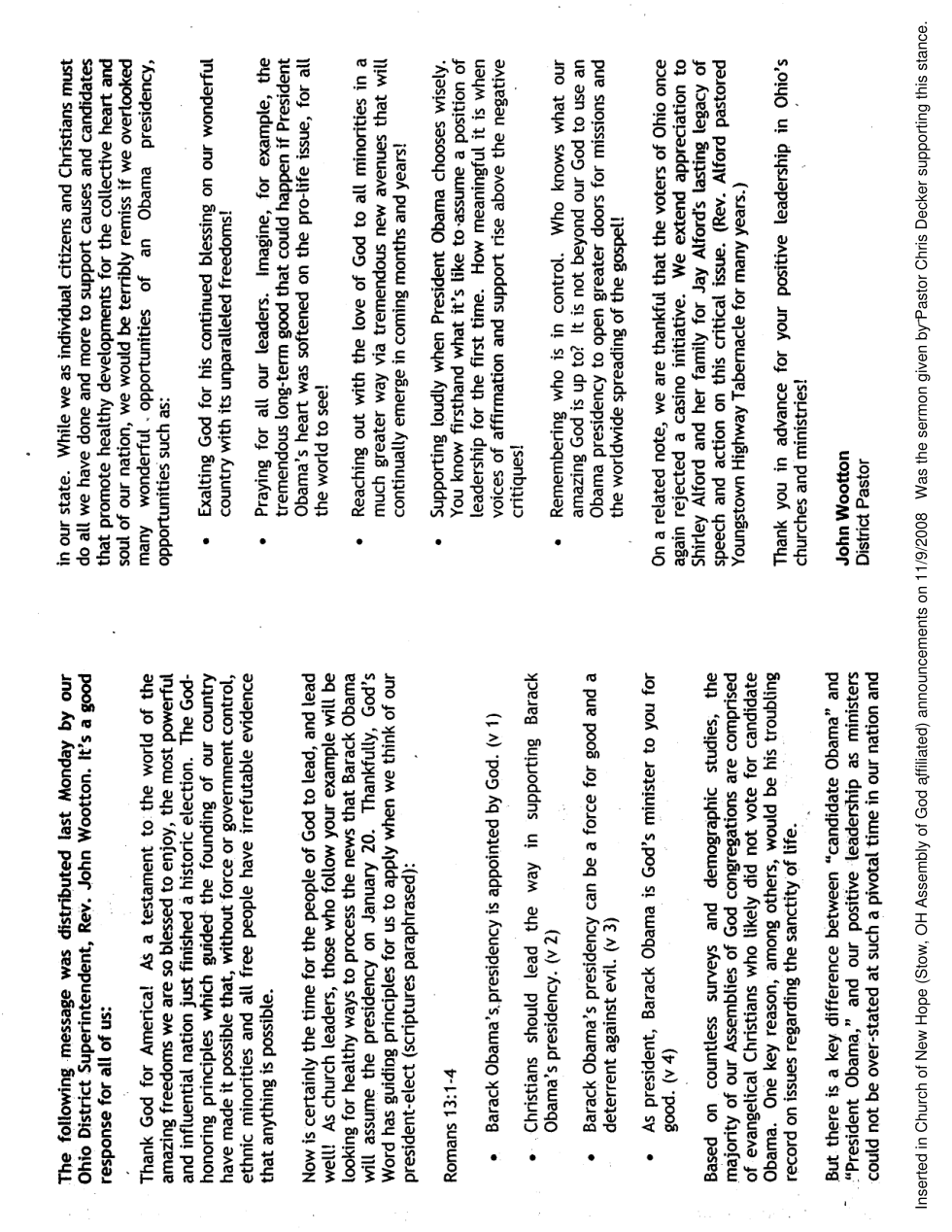 Church Tells People To Submit To Government cover