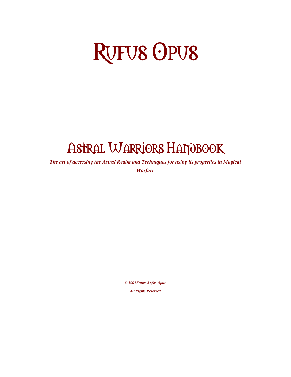 Rufus Opus - Astral Warrior Handbook cover