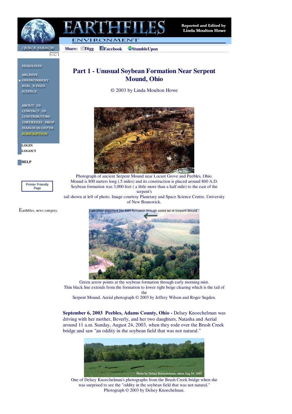 09 05 2003 Part 1 - Unusual Soybean Formation Near Serpent Mound, Ohio cover