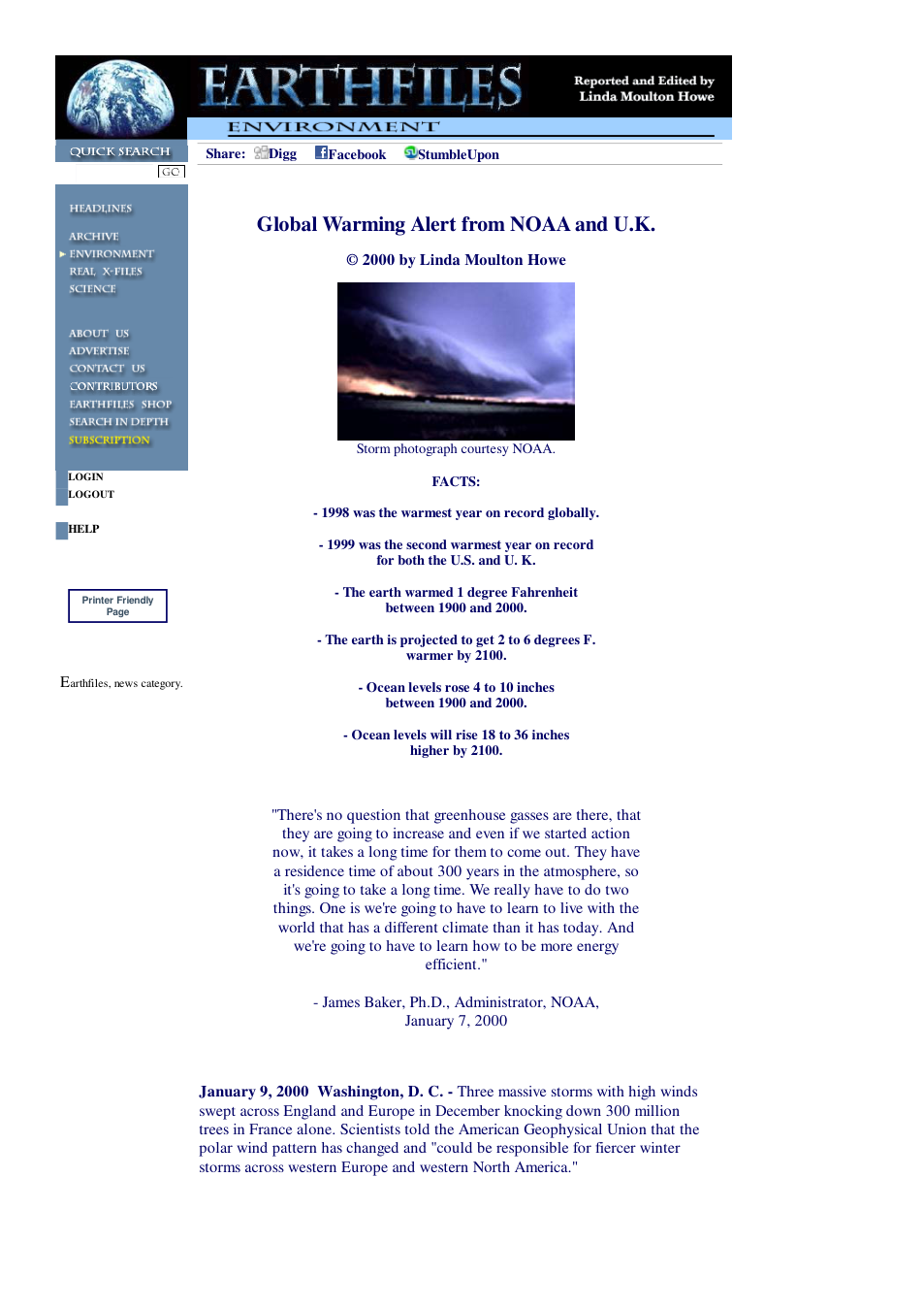 01 09 2000 Global Warming Alert from NOAA and U.K. cover