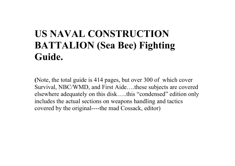 NAVY SeaBee Combat Rifle and Pistol Guide 94 pages cover