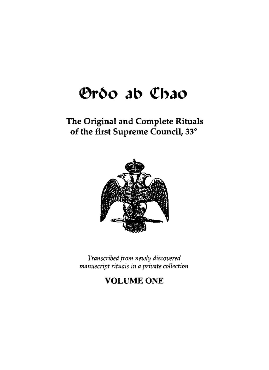 Original & Complete Ritual 1st Supreme Council 33° Vol I cover