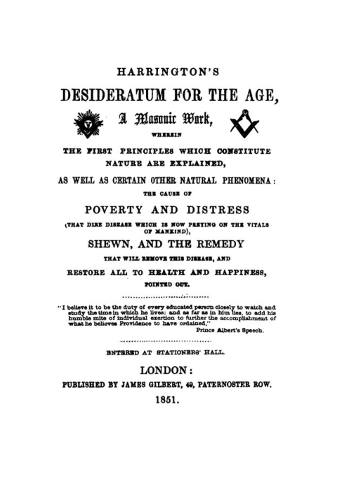 Harrington's Desideratu for the Age- A Masonic Work cover