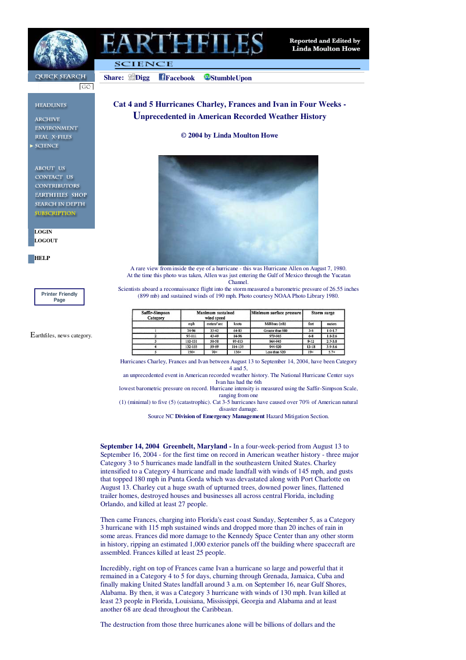 09 17 2004 Cat 4 and 5 Hurricanes Charley, Frances and Ivan in Four Weeks -Unprecedented in American Recorded Weather History cover