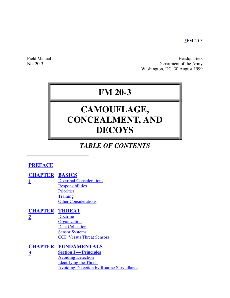 ARMY Camouflage, Concealment and Decoys 1999 96p. cover