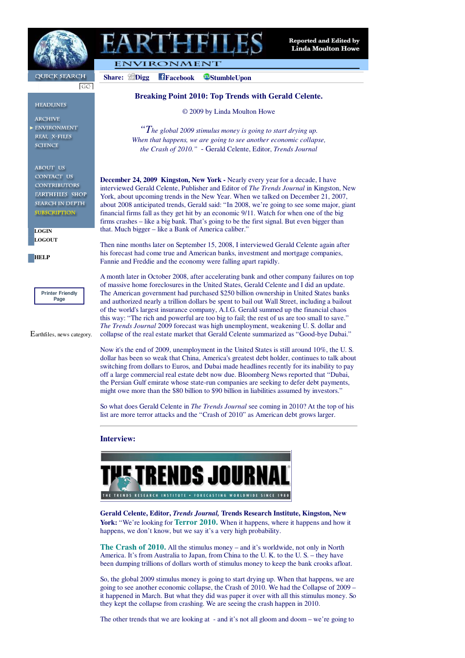 12 24 2009 Breaking Point 2010 Top Trends with Gerald Celente cover