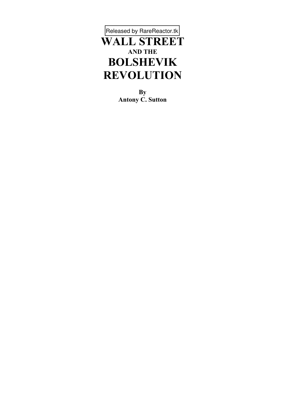 Wall Street And The Bolshevik Revolution cover