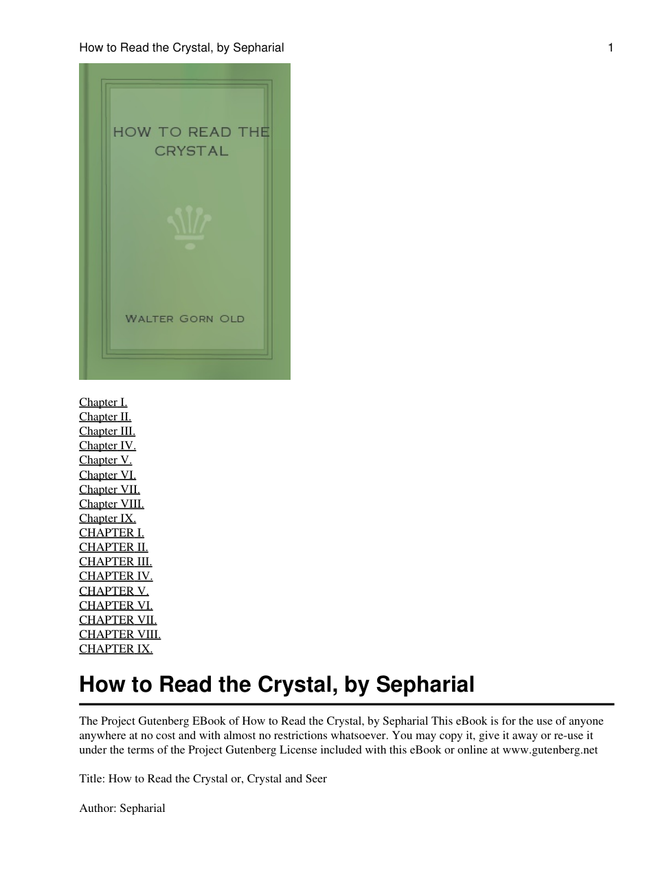 Walter Gorn Old - How to Read the Crystal cover