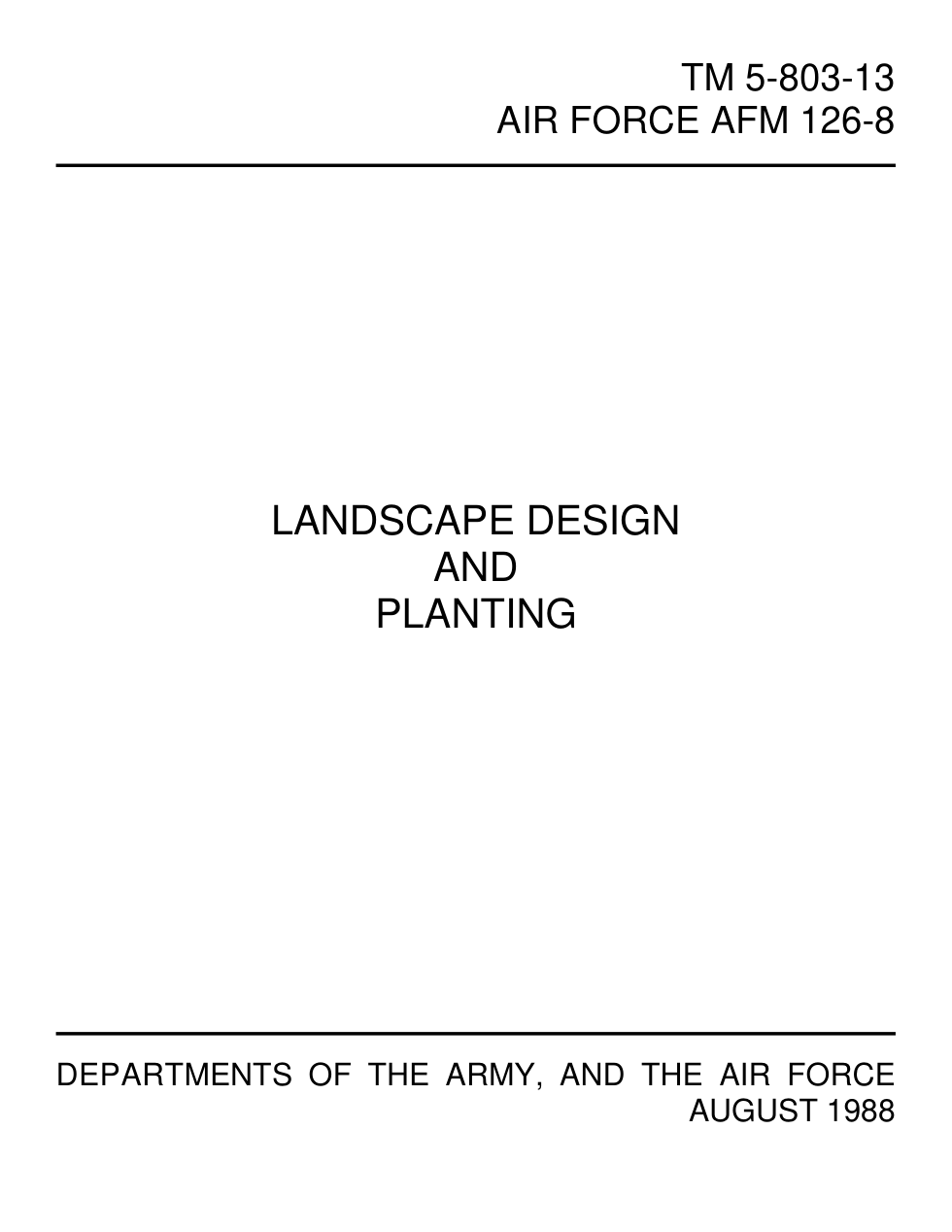ARMY Engineer - Landscape Design & Planting 1988 60p. cover