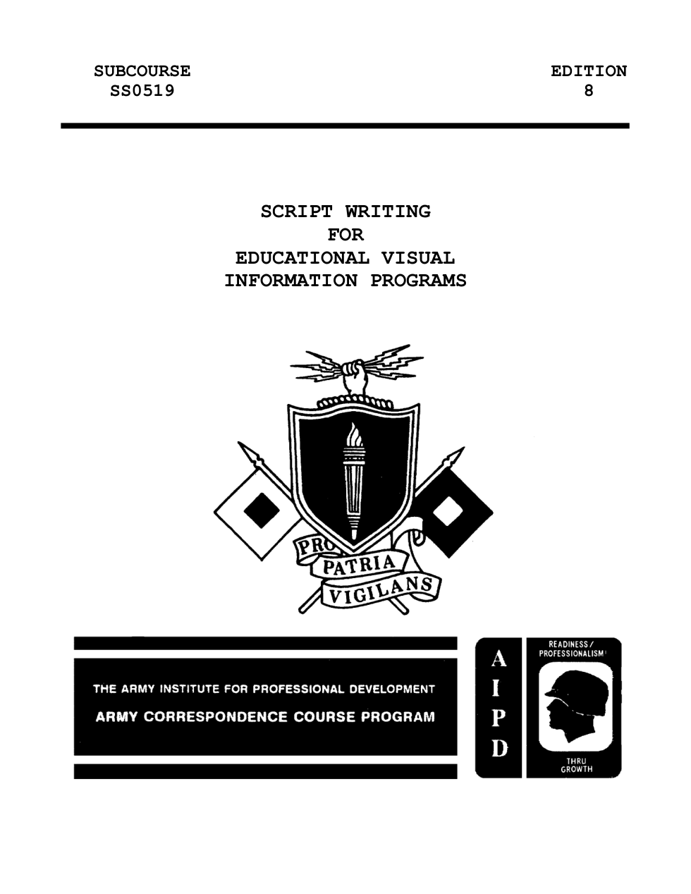 ARMY TV-Script Writing-Educat. Visual Info Prog.1988 83pgs cover