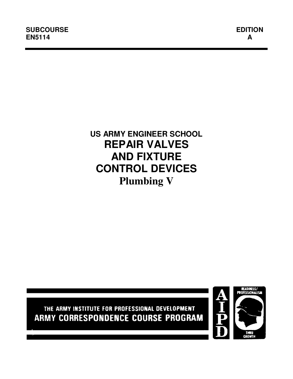 ARMY Plumbing V - Repair Valve,Fixture Control Devices 57p. cover